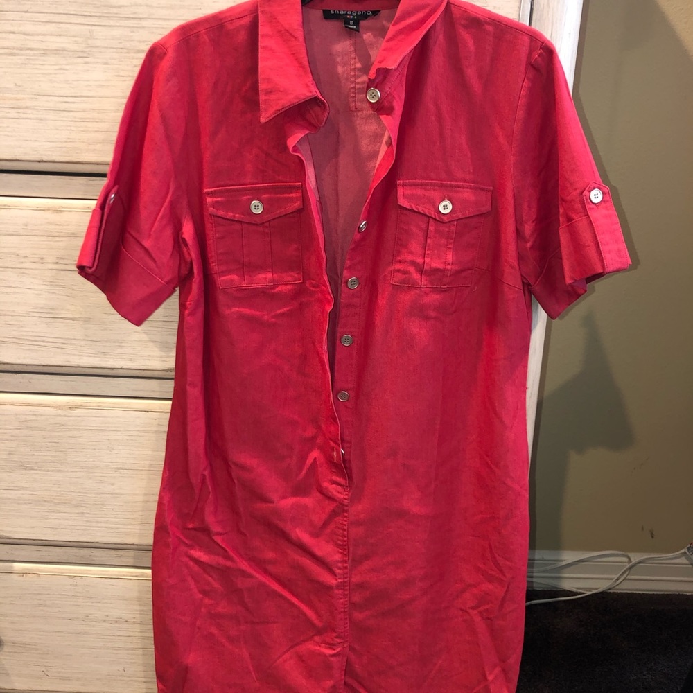 Red Button down dress